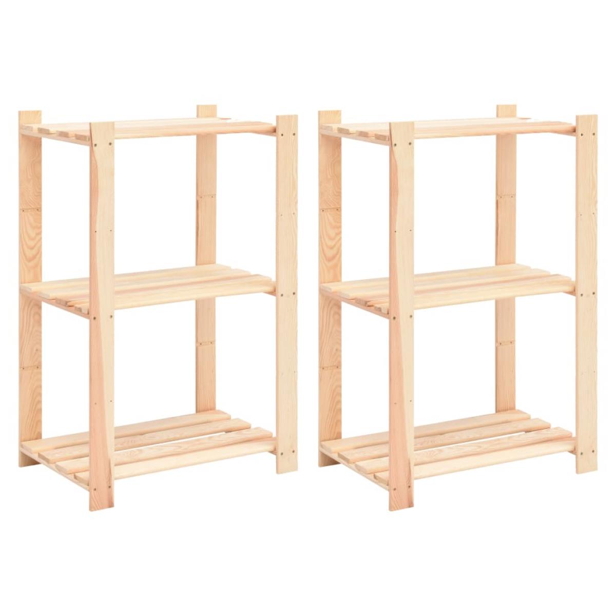 Estantería 3 niveles 2 unidades madera pino maciza 150 kg 