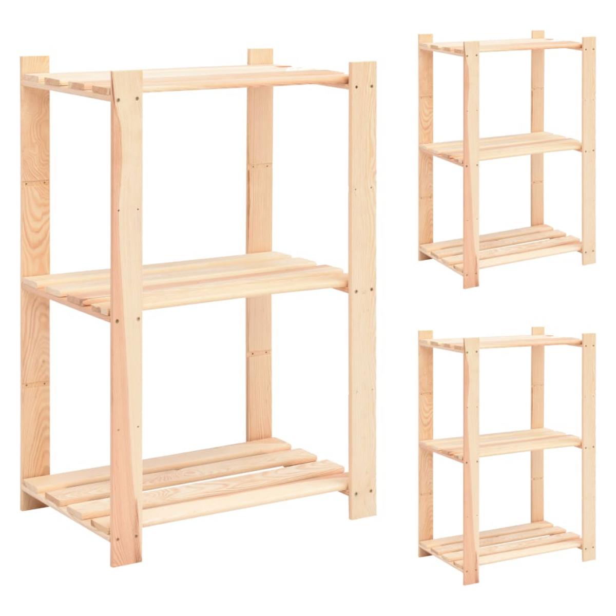 Estantería 3 niveles 3 unidades madera pino maciza 150 kg 