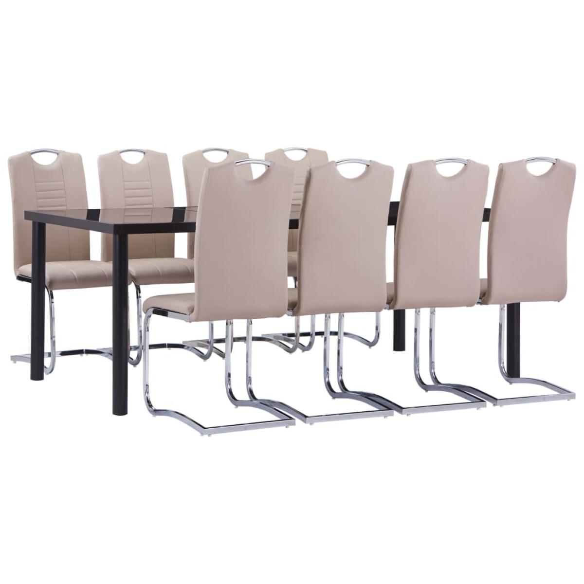 Juego de comedor 9 piezas cuero sintético color capuchino