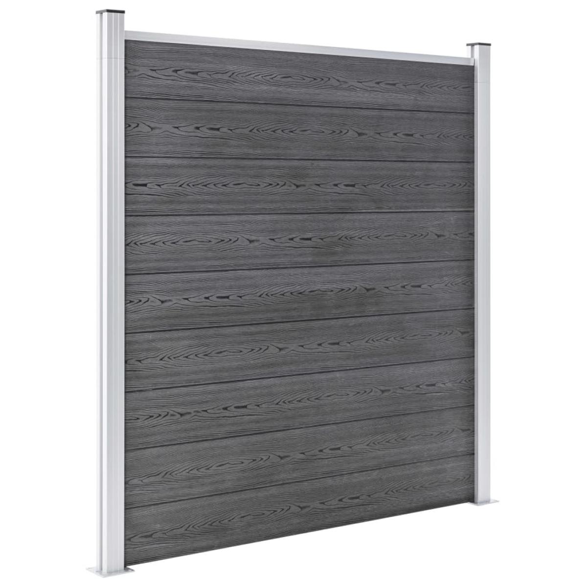 Set de valla 3 cuadradas + 1 oblicua WPC gris 619x186 cm