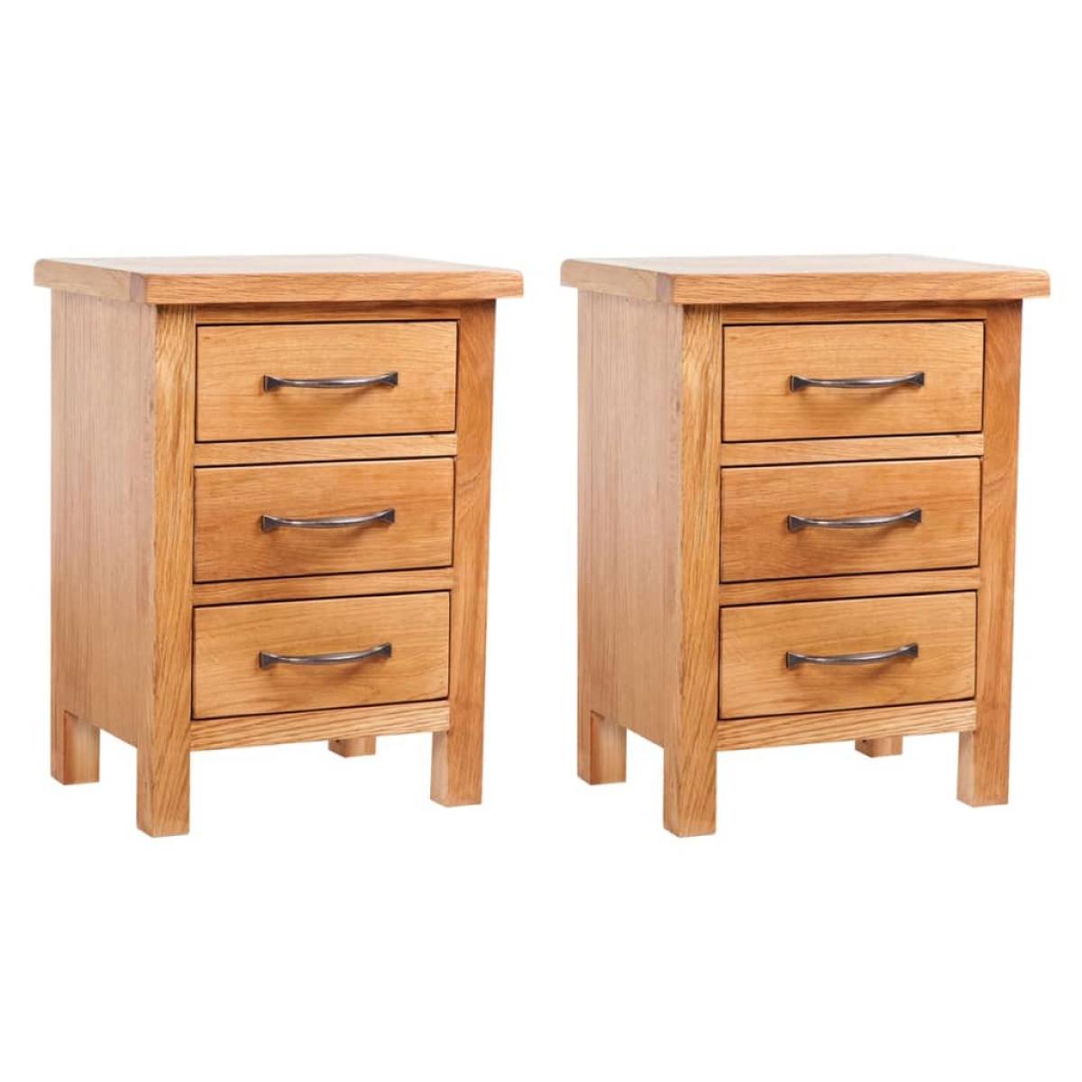 Mesitas de noche 2 unidades madera maciza de roble 40x30x54 cm