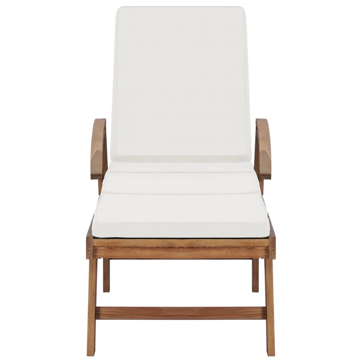 Tumbonas con cojín 2 uds madera maciza de teca crema