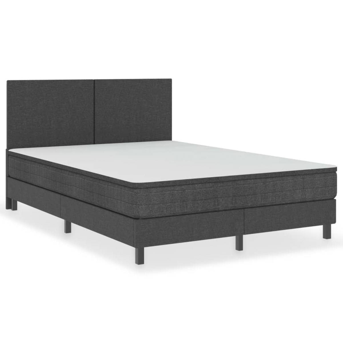 Cama box spring tela gris oscuro 140x200 cm