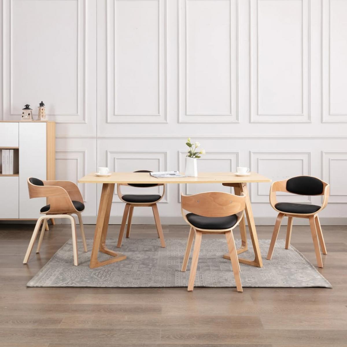 Sillas de comedor 4 unidades madera curvada y cuero sintético
