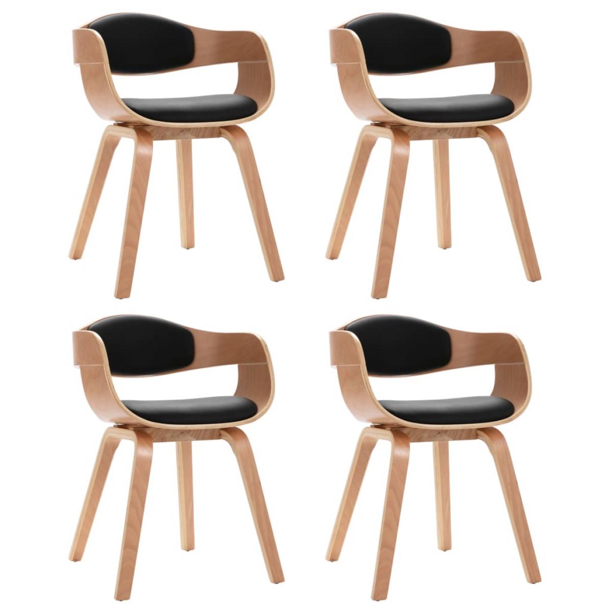Sillas de comedor 4 unidades madera curvada y cuero sintético