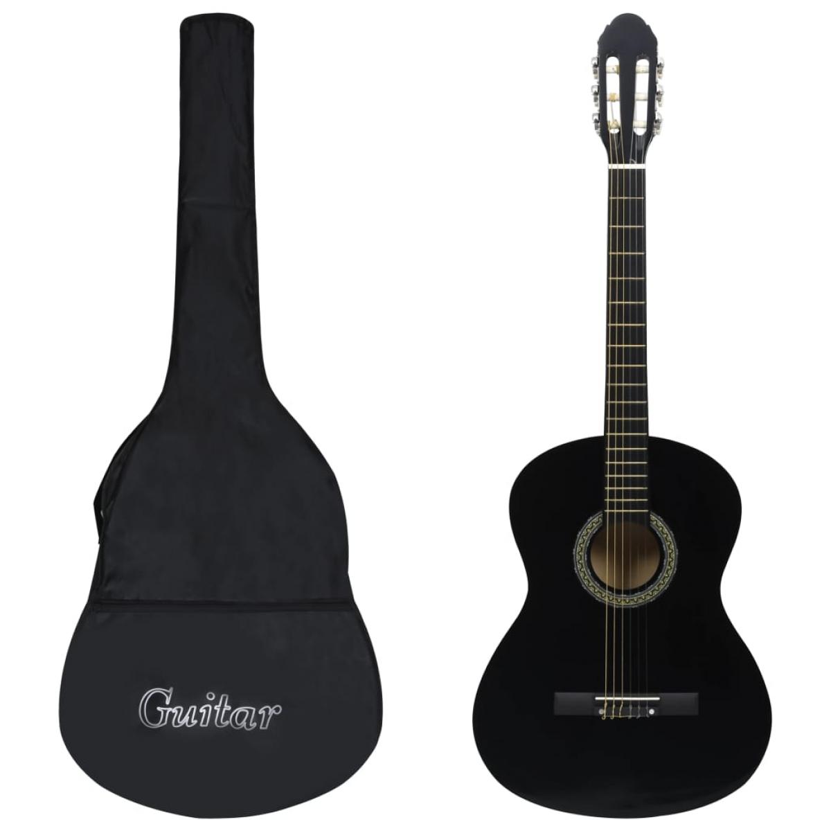 Guitarra clásica para principiantes con funda negro 4/4 39