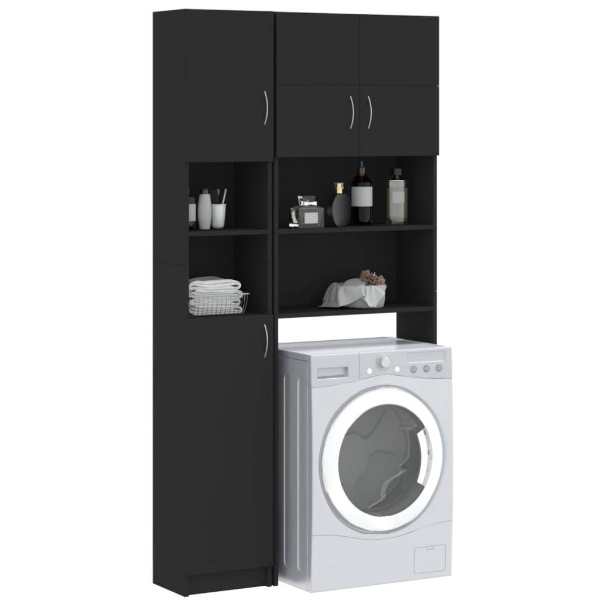 Conjunto de armario para lavadora aglomerado negro