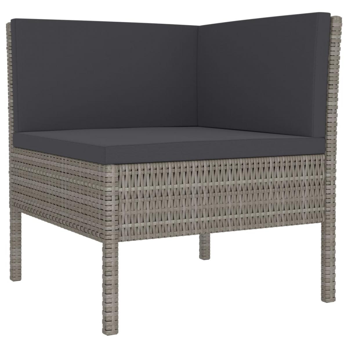 Set de muebles de jardín 9 pzas y cojines ratán sintético gris