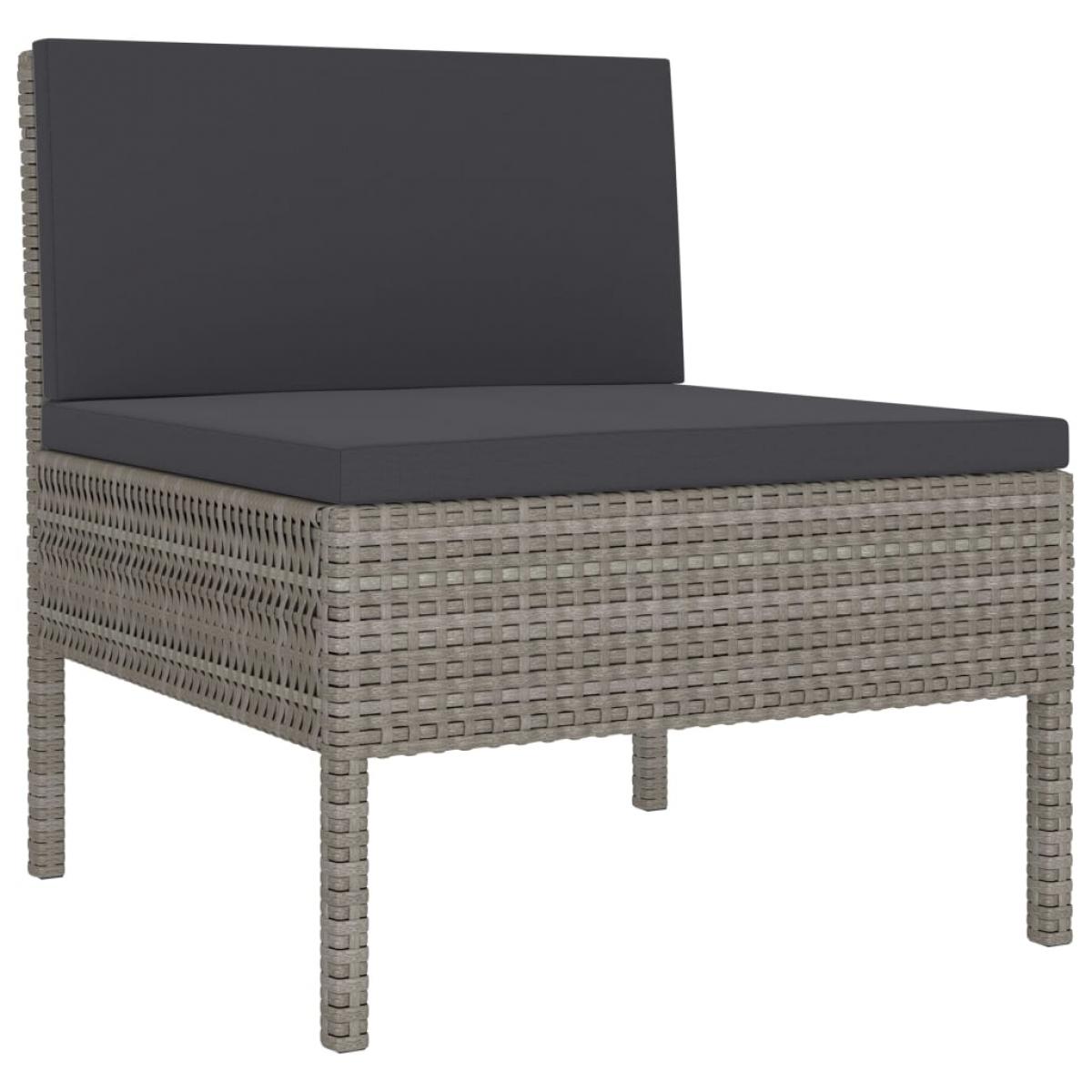 Set de muebles de jardín 9 pzas y cojines ratán sintético gris
