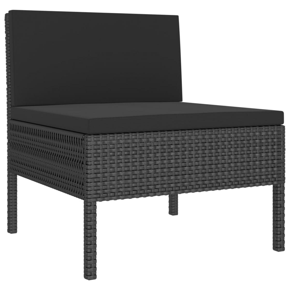 Set de muebles de jardín 6 pzas y cojines ratán sintético negro