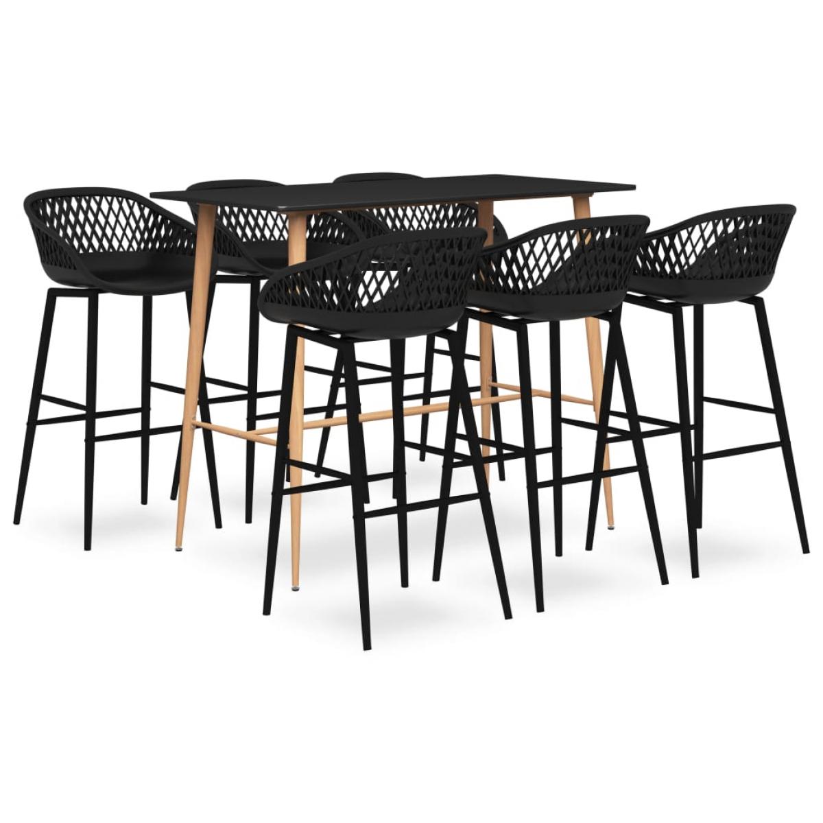 Mesa alta y taburetes de bar 7 piezas negro