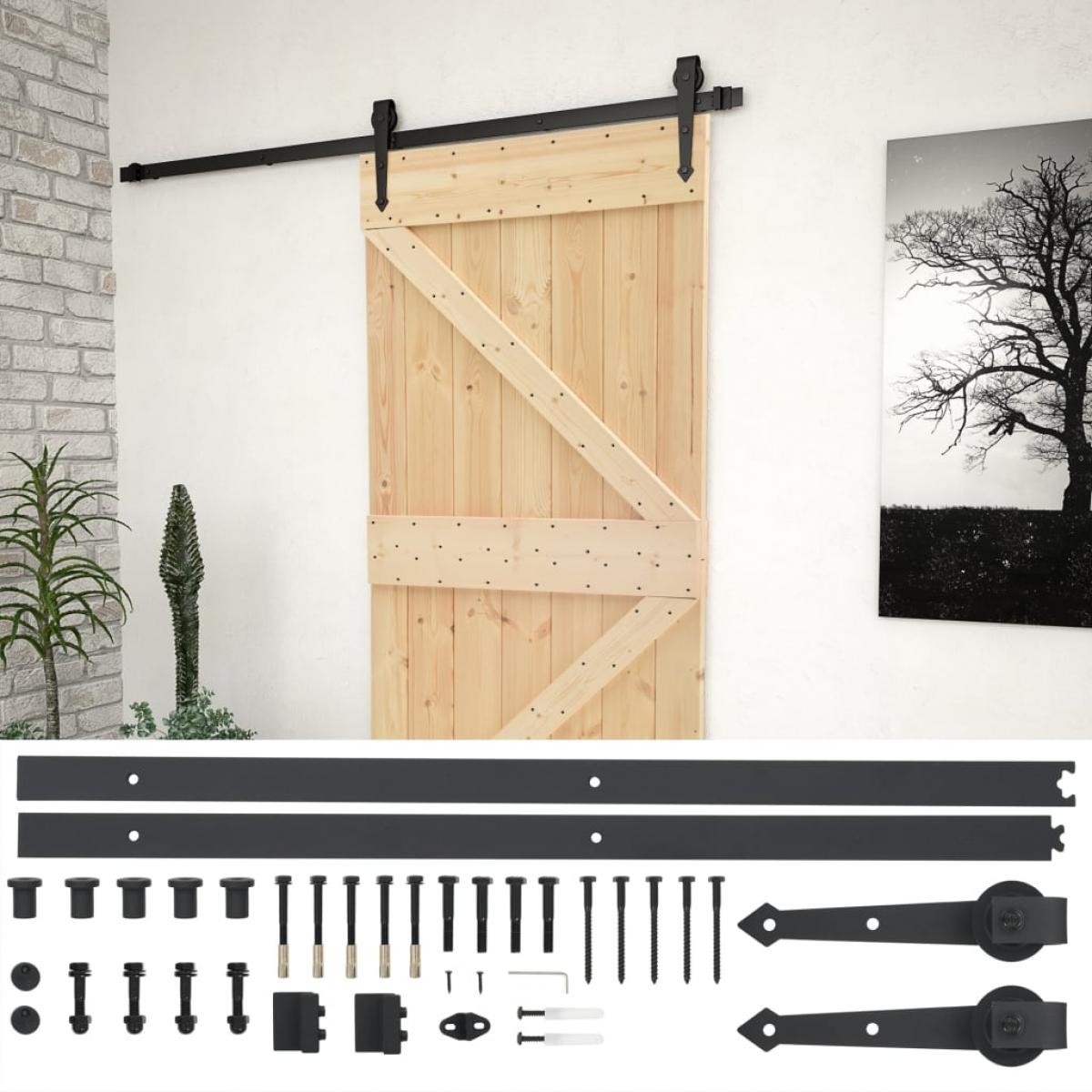 Puerta corredera con herrajes madera maciza de pino 80x210 cm