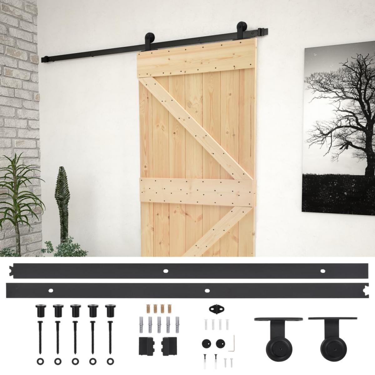 Puerta corredera con herrajes madera maciza de pino 80x210 cm