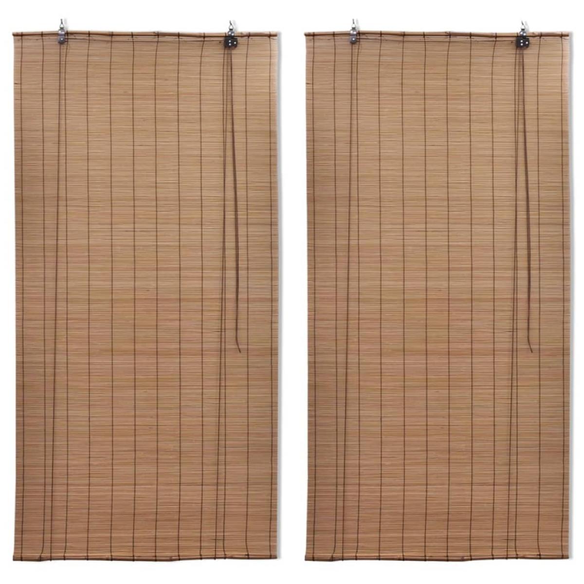 Persianas enrollables de bambú 2 piezas marrón 120x220 cm