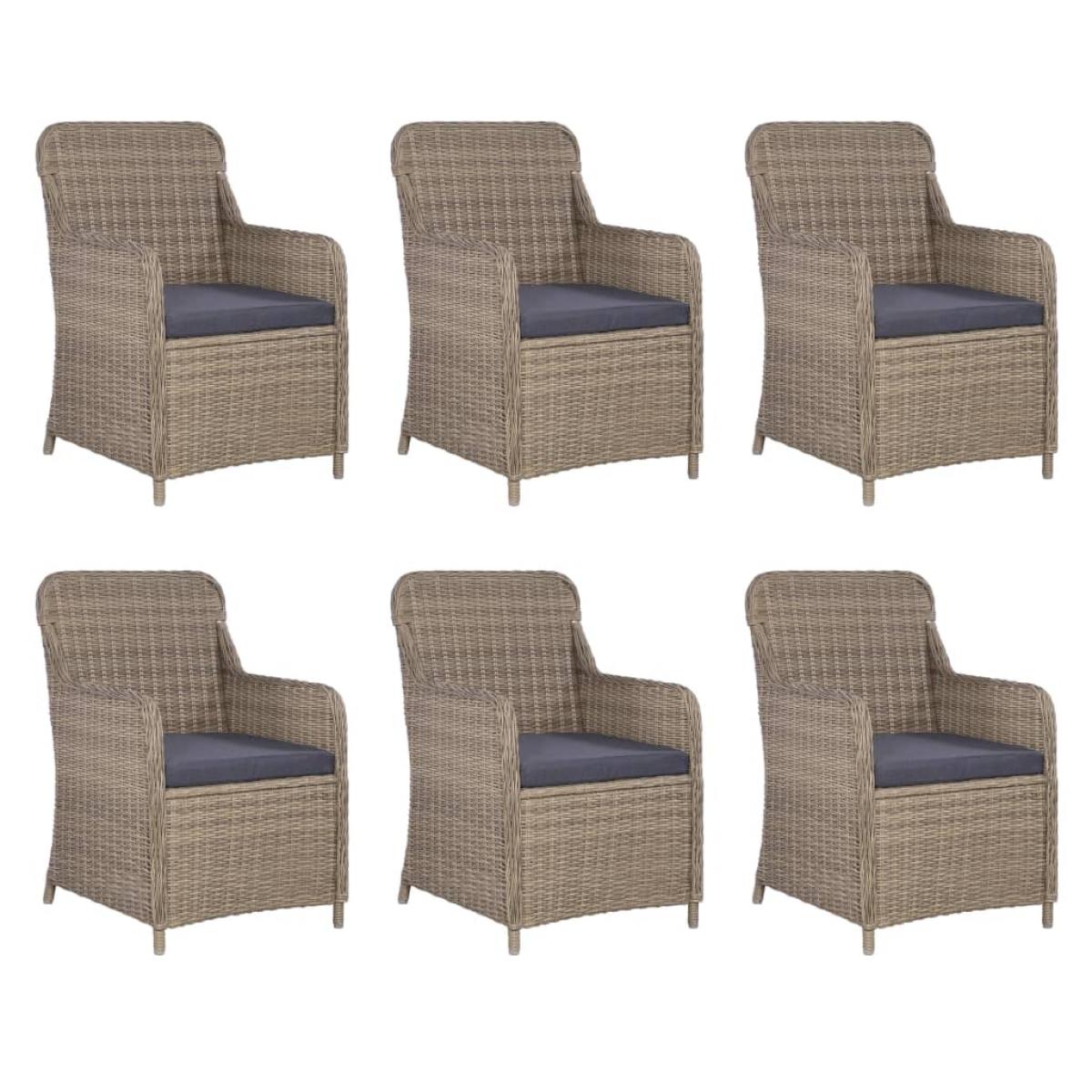 Juego de comedor de exterior 7 piezas ratán sintético marrón