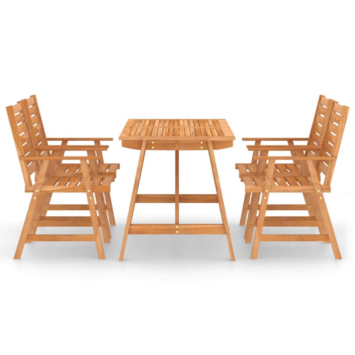 Juego de comedor para jardín 5 piezas madera maciza de acacia