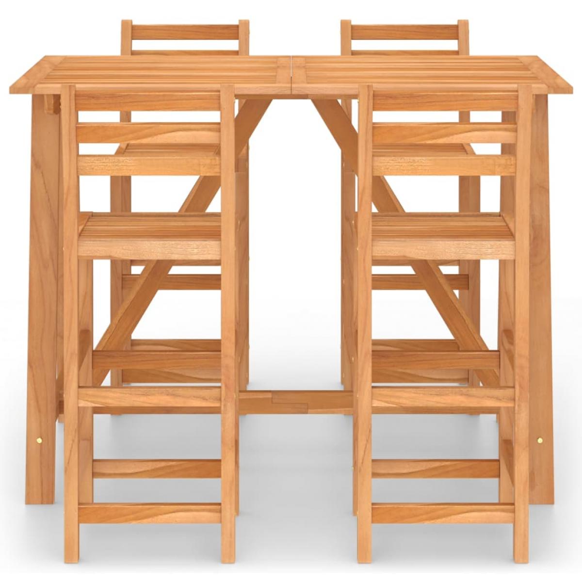 Mesa y sillas de bar para jardín 5 pzas madera maciza de acacia
