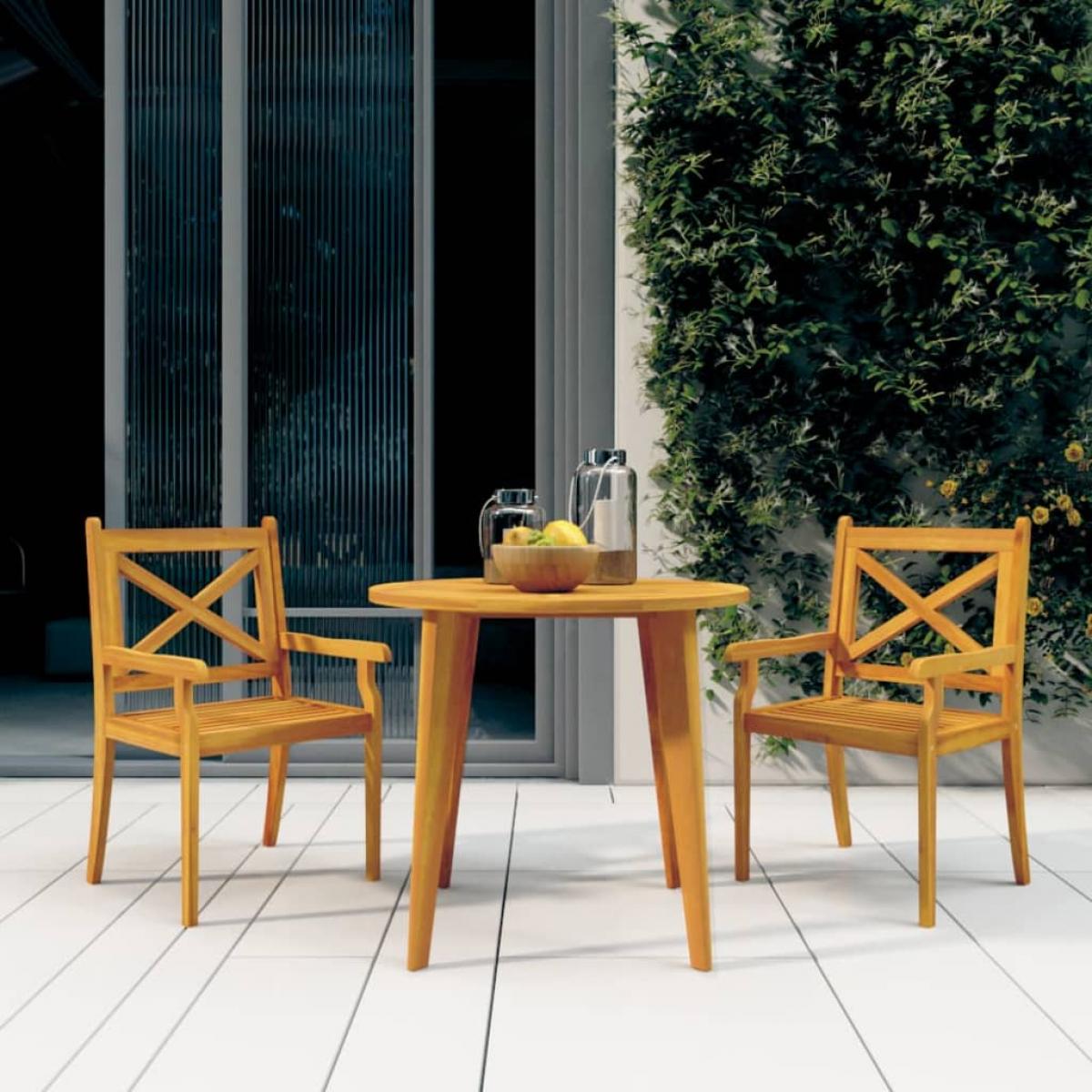 Juego de comedor de jardín 3 piezas madera maciza de acacia