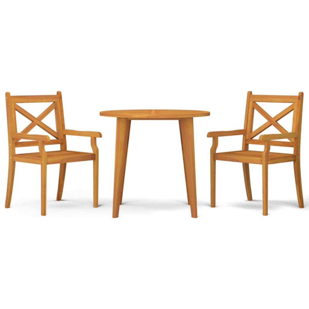 Juego de comedor de jardín 3 piezas madera maciza de acacia