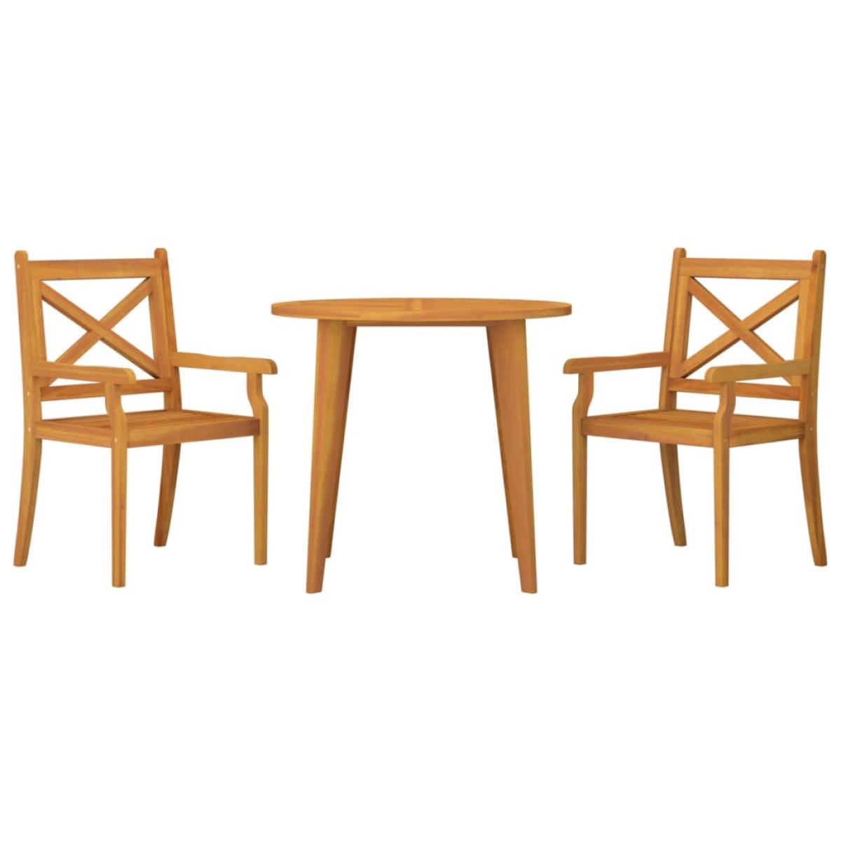 Juego de comedor de jardín 3 piezas madera maciza de acacia