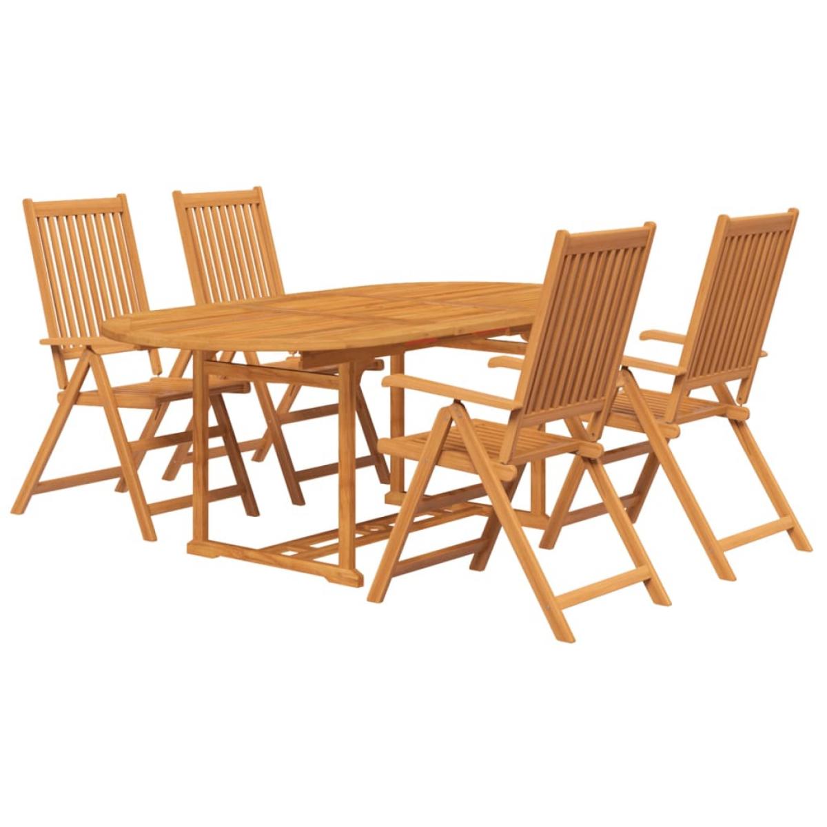 Juego de comedor de jardín 5 piezas madera maciza de acacia