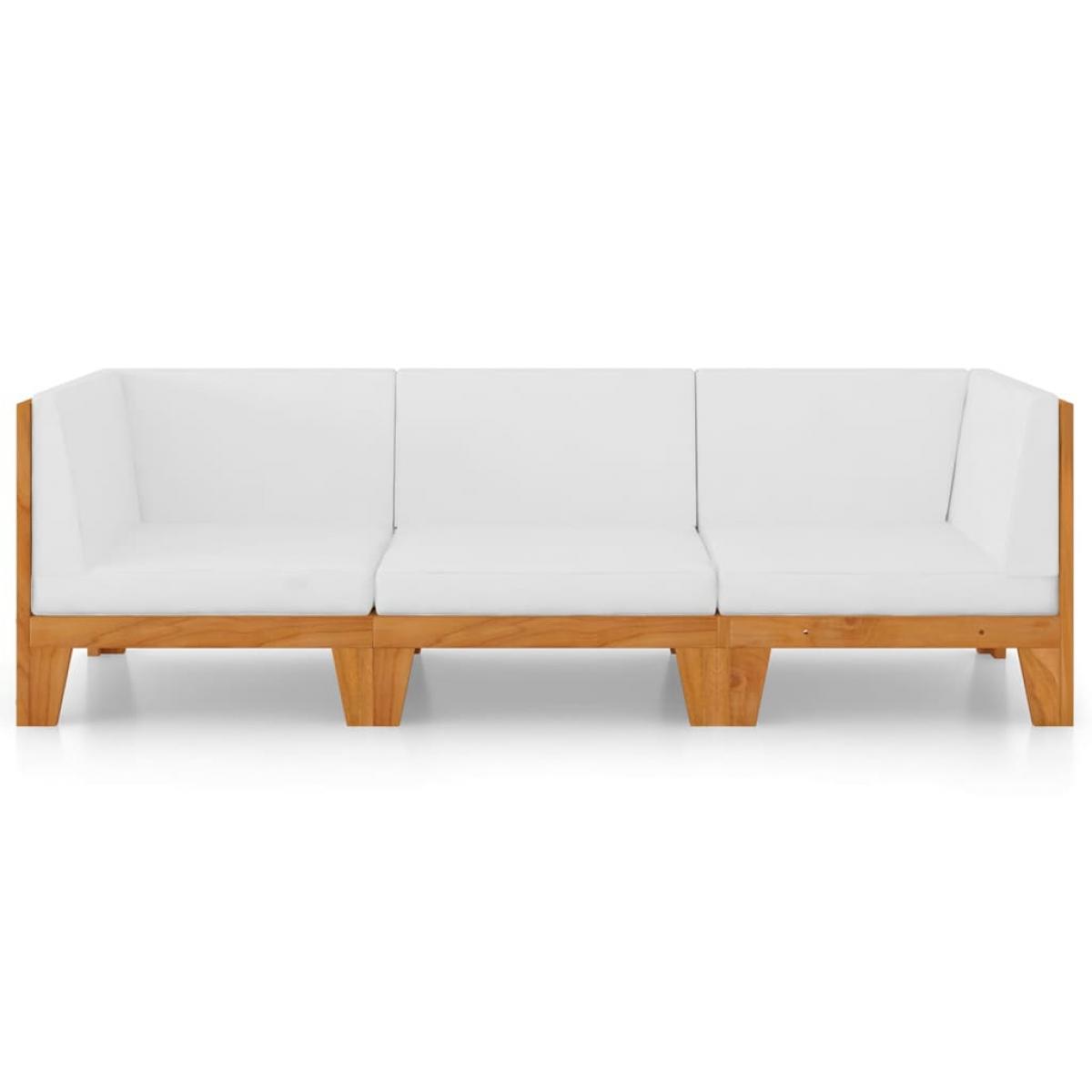 Juego muebles de jardín y cojines 3 pzas madera maciza acacia