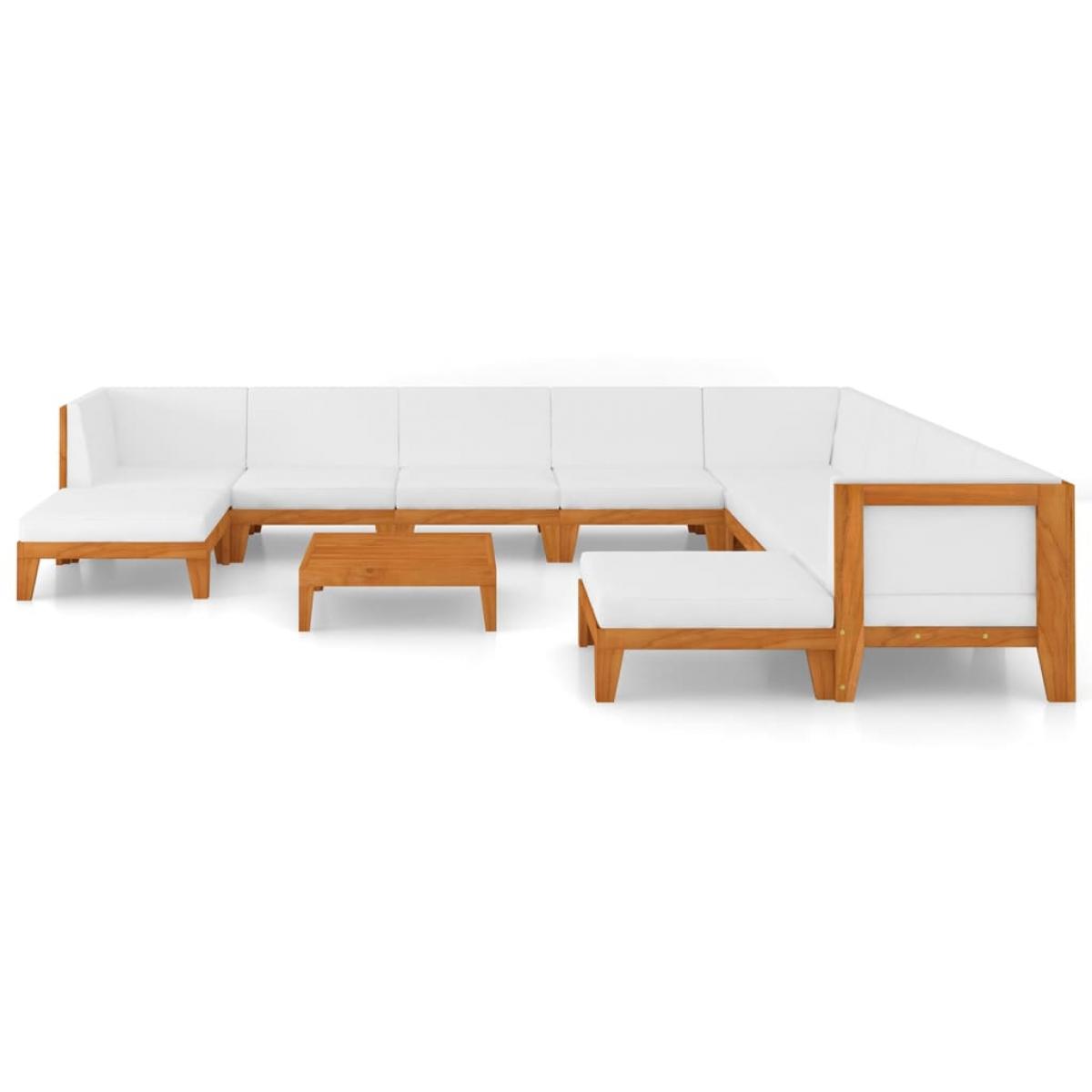 Juego muebles de jardín y cojines 11 pzas madera maciza acacia