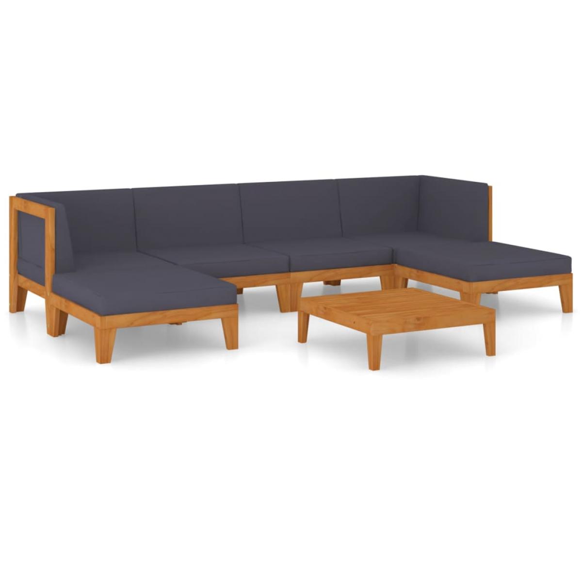 Juego muebles de jardín y cojines 7 pzas madera maciza acacia
