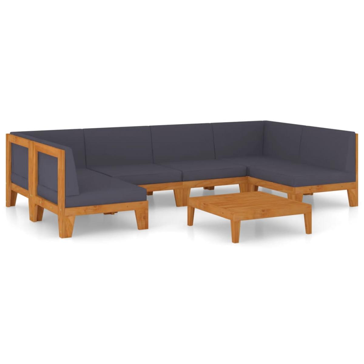 Juego muebles de jardín y cojines 7 pzas madera maciza acacia