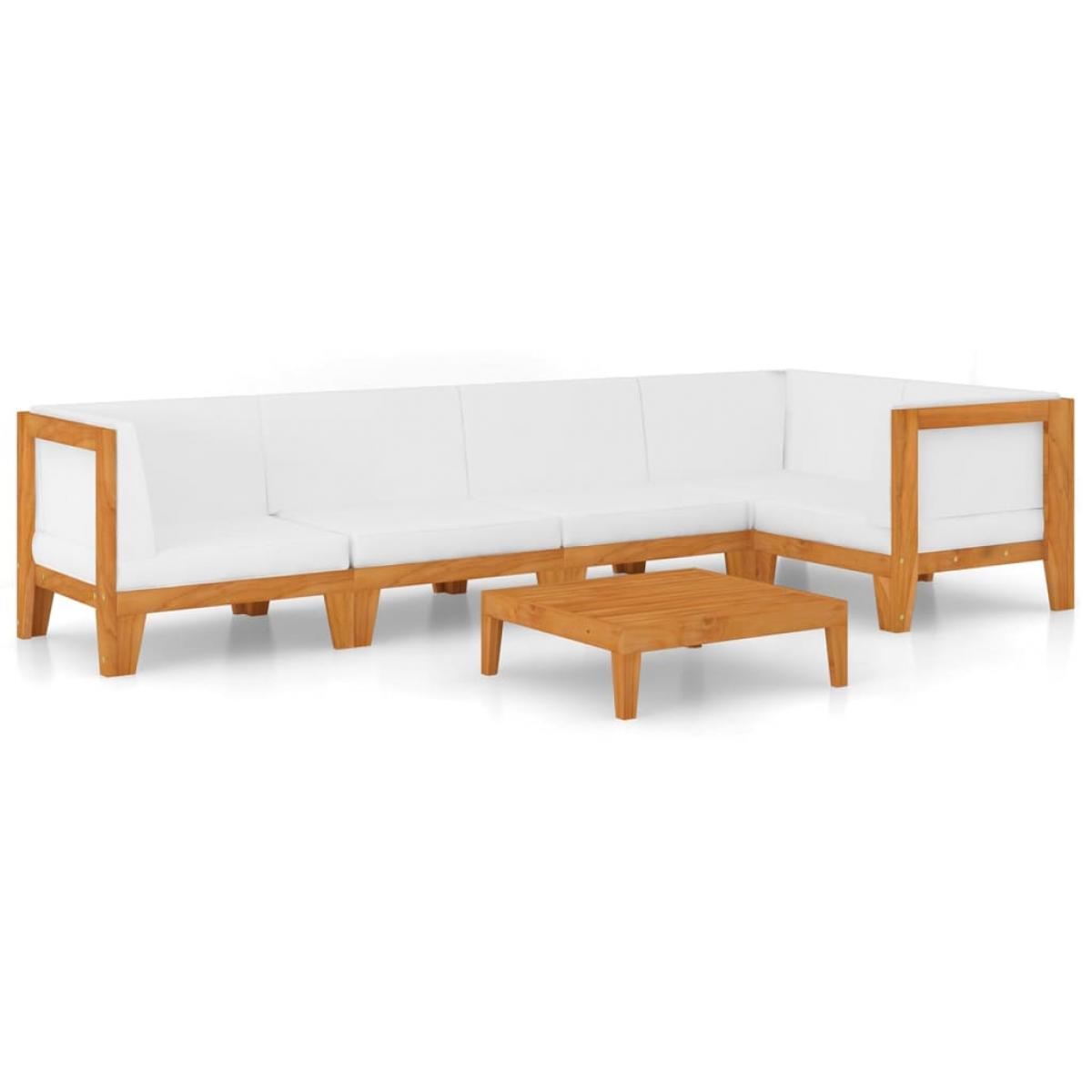 Juego muebles de jardín y cojines 6 pzas madera maciza acacia