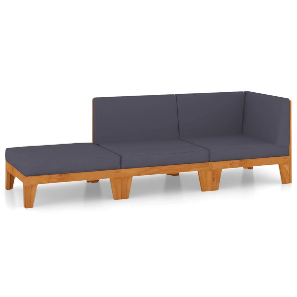 Juego muebles de jardín y cojines 3 pzas madera maciza acacia