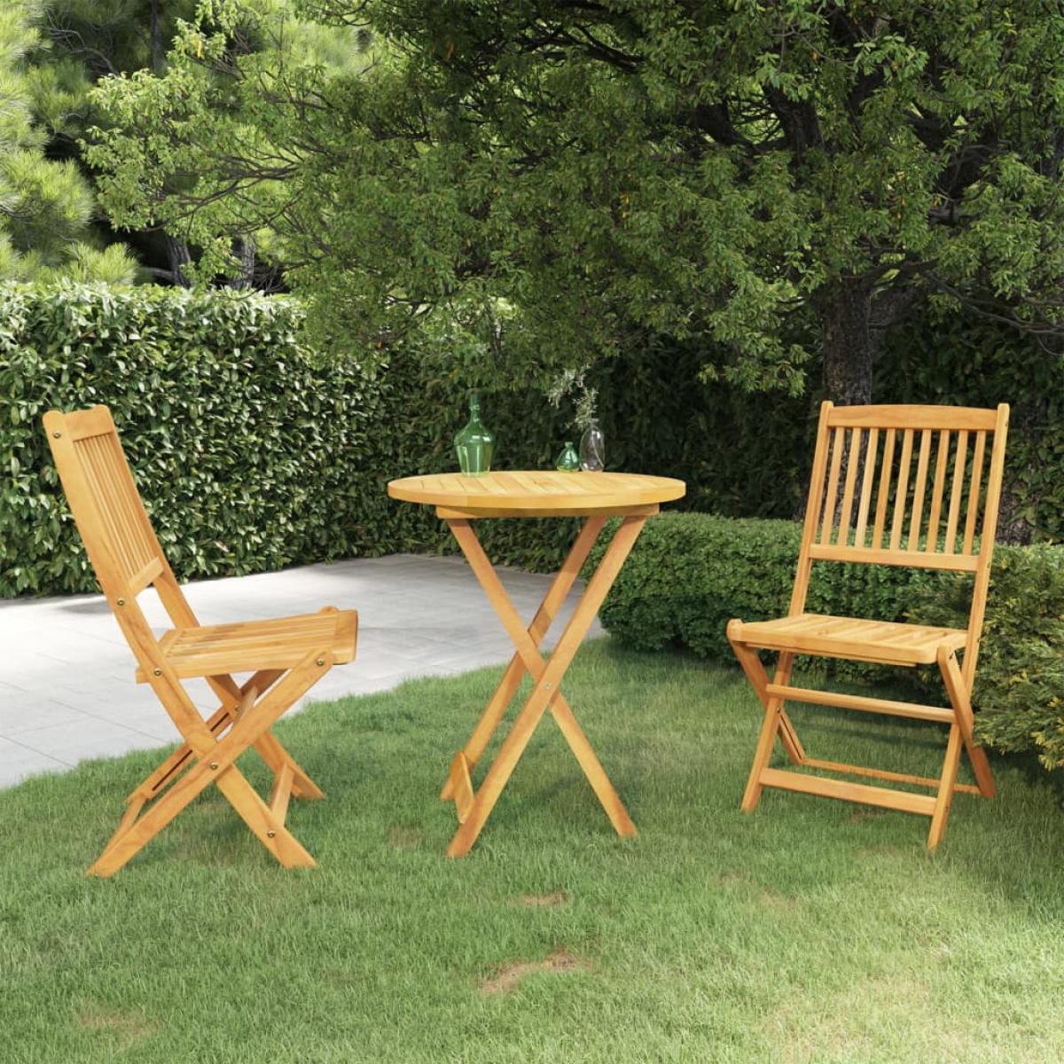 Comedor de jardín plegable 3 piezas madera maciza de acacia