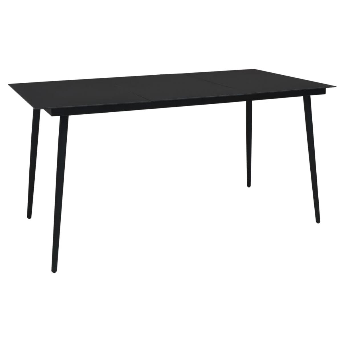 Set de comedor de jardín 7 pzas cuerda de algodón y acero negro