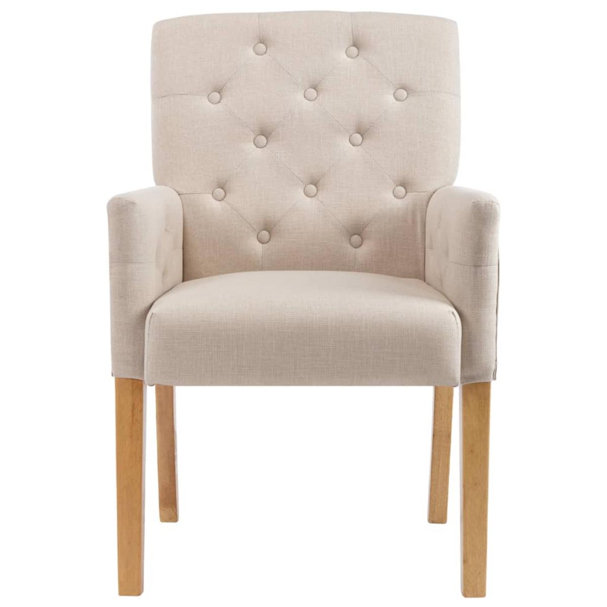 Sillas de comedor con reposabrazos 6 unidades de tela beige 