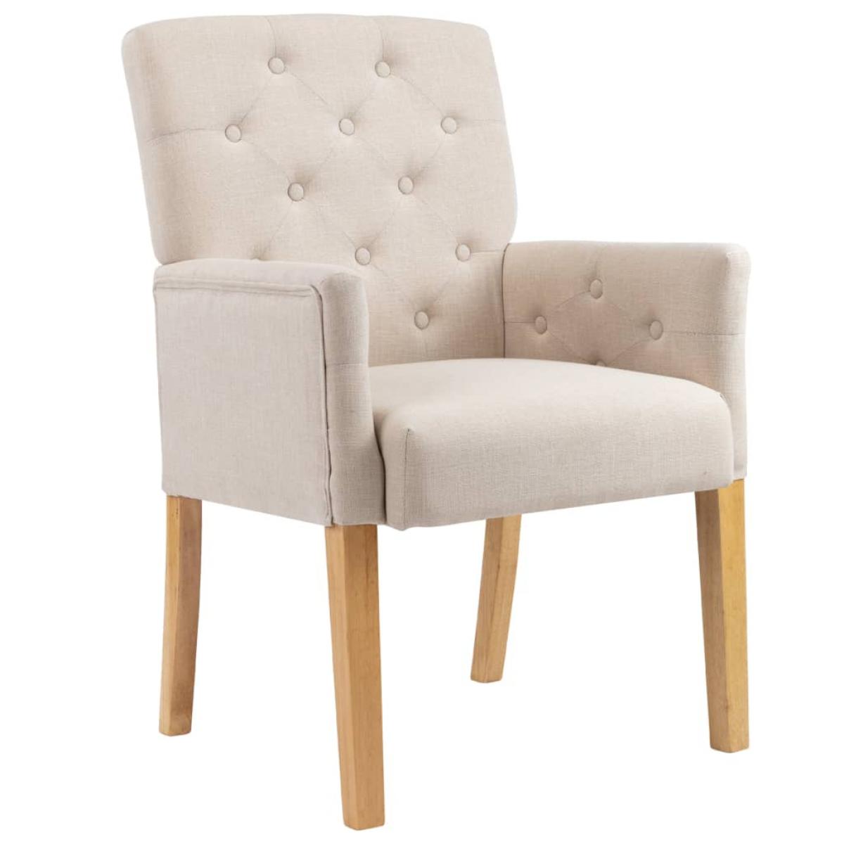 Sillas de comedor con reposabrazos 6 unidades de tela beige 
