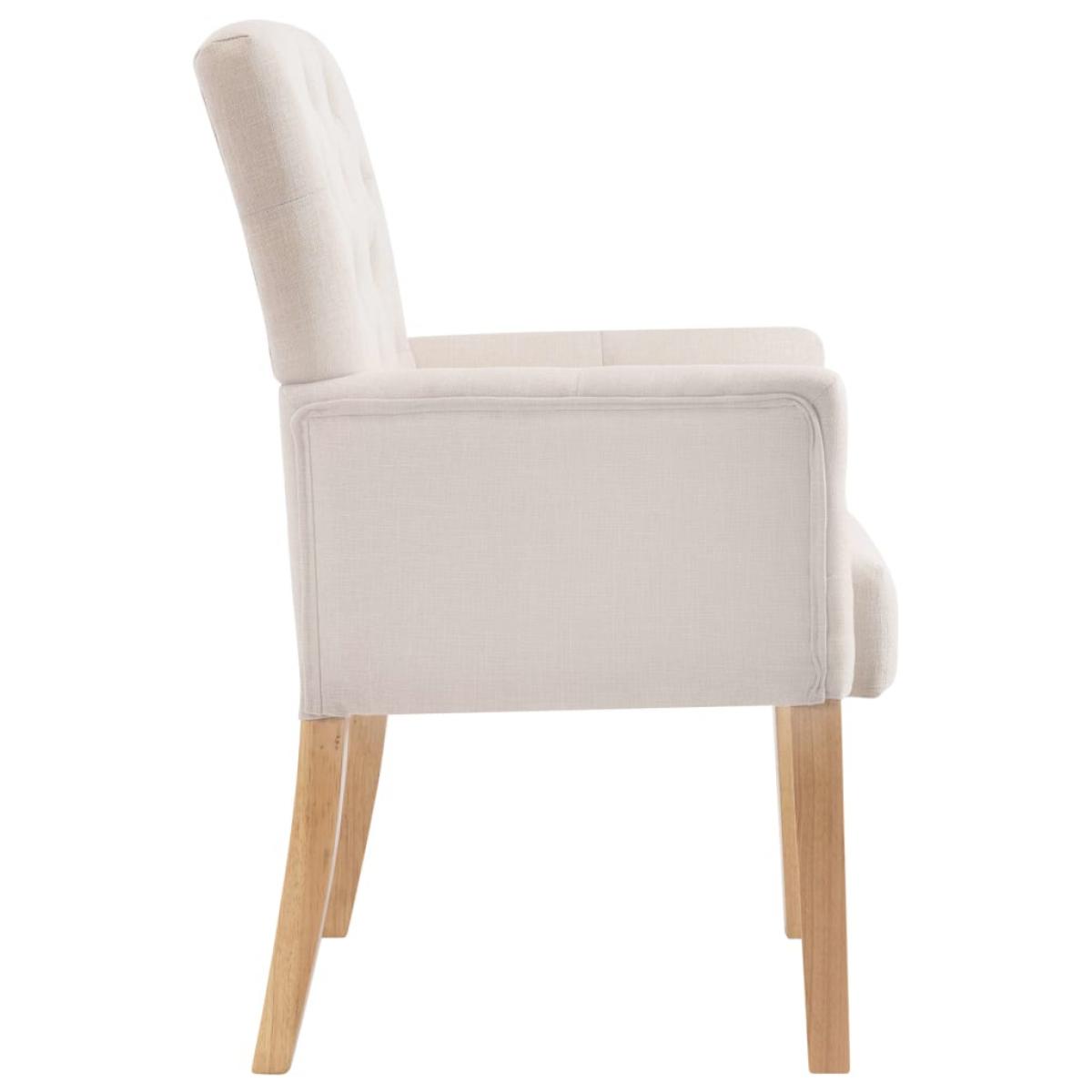 Sillas de comedor con reposabrazos 6 unidades de tela beige 