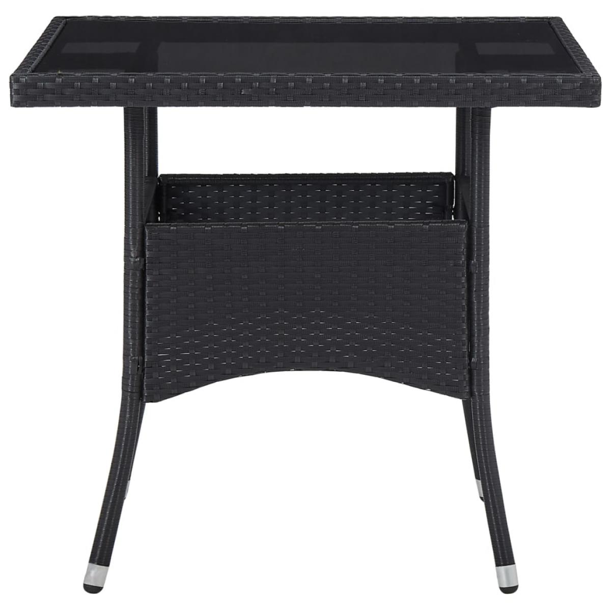 Muebles de jardín 3 piezas ratán sintético y vidrio negro