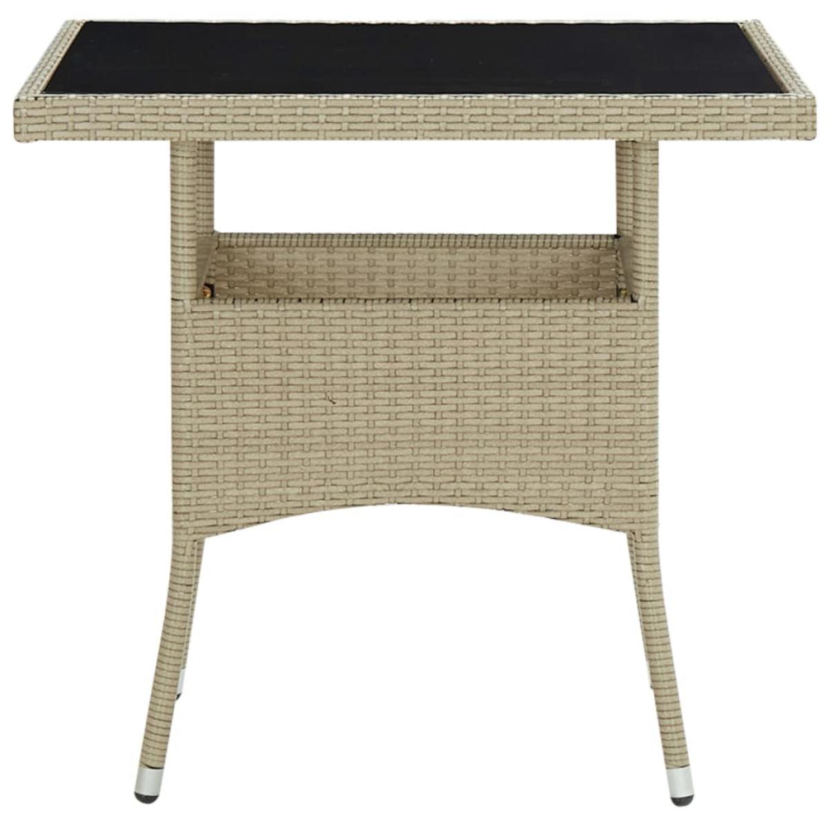 Muebles de jardín 5 piezas ratán sintético y vidrio beige
