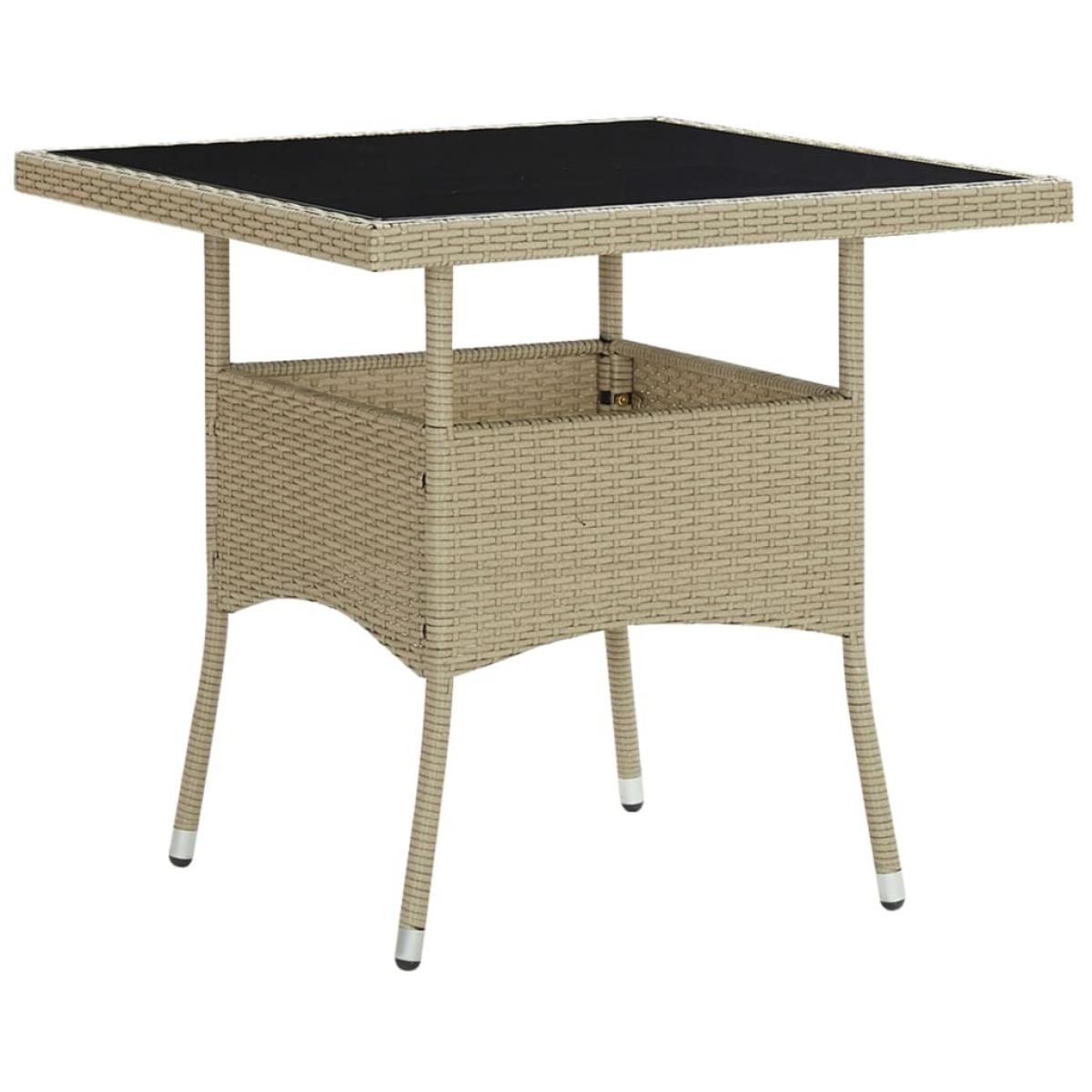 Muebles de jardín 5 piezas ratán sintético y vidrio beige