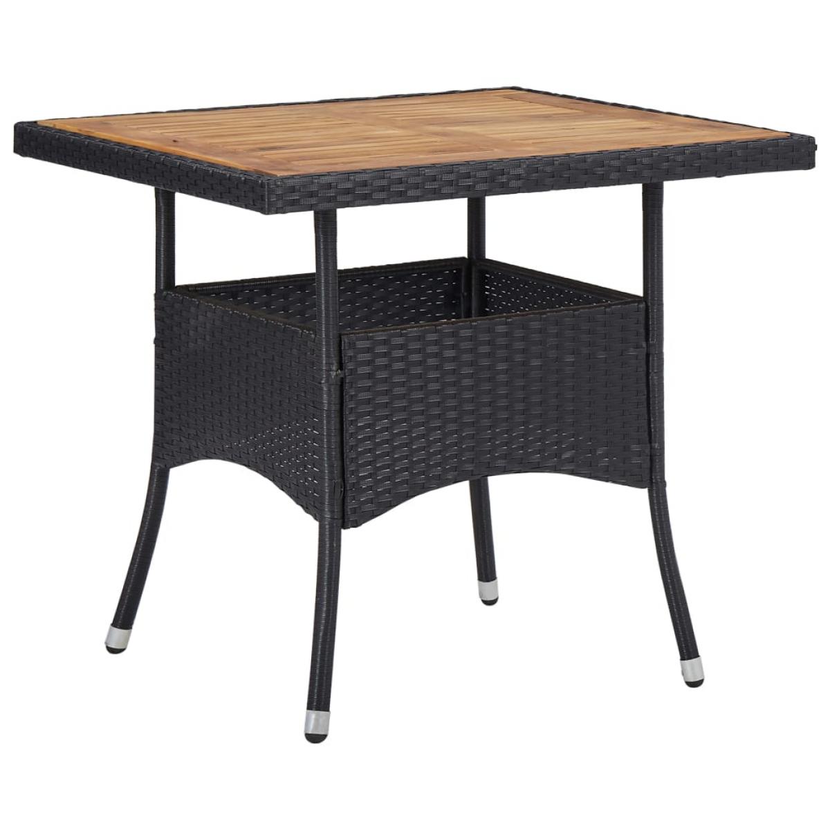 Muebles de jardín 5 piezas ratán sintético negro y acacia