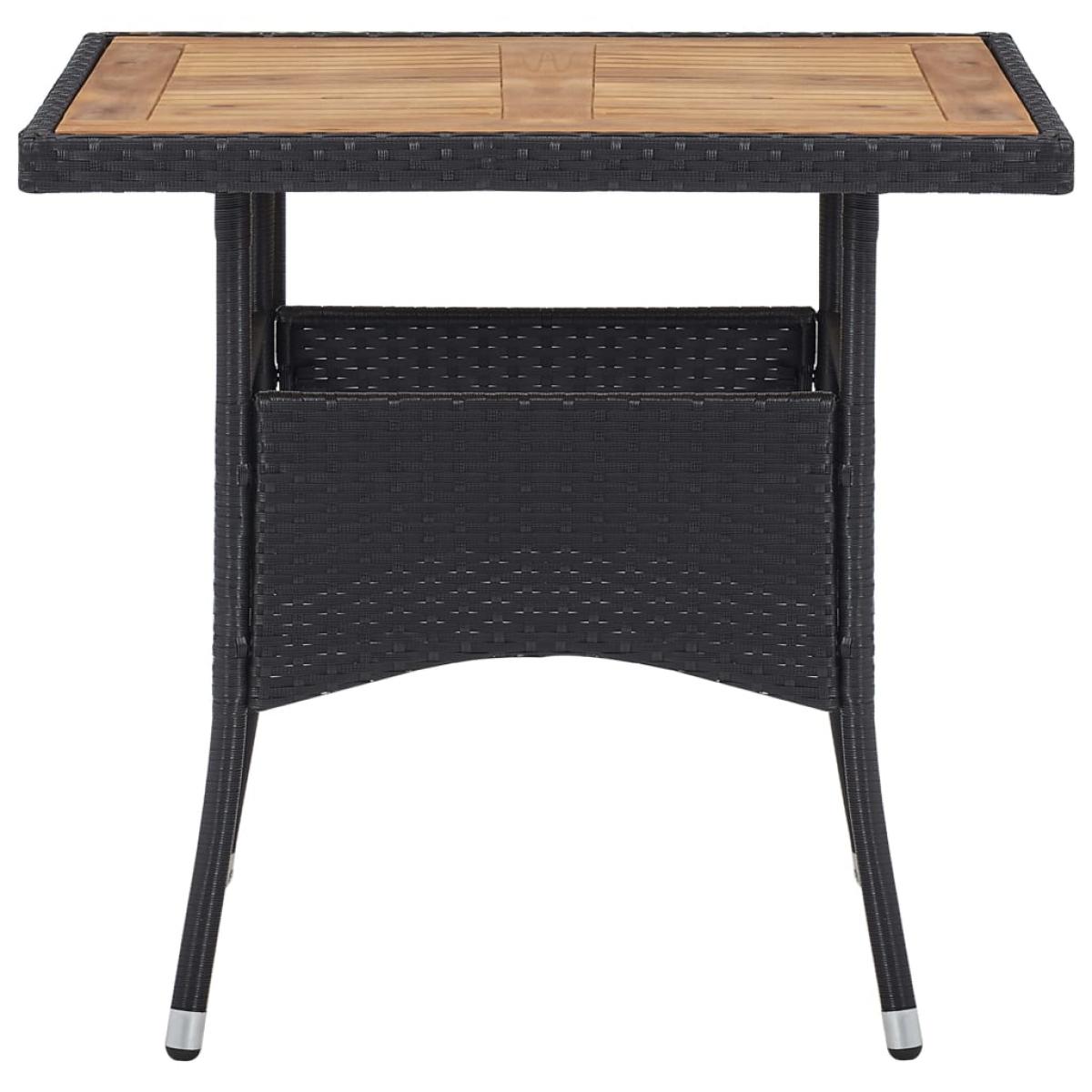 Muebles de jardín 5 piezas ratán sintético negro y acacia