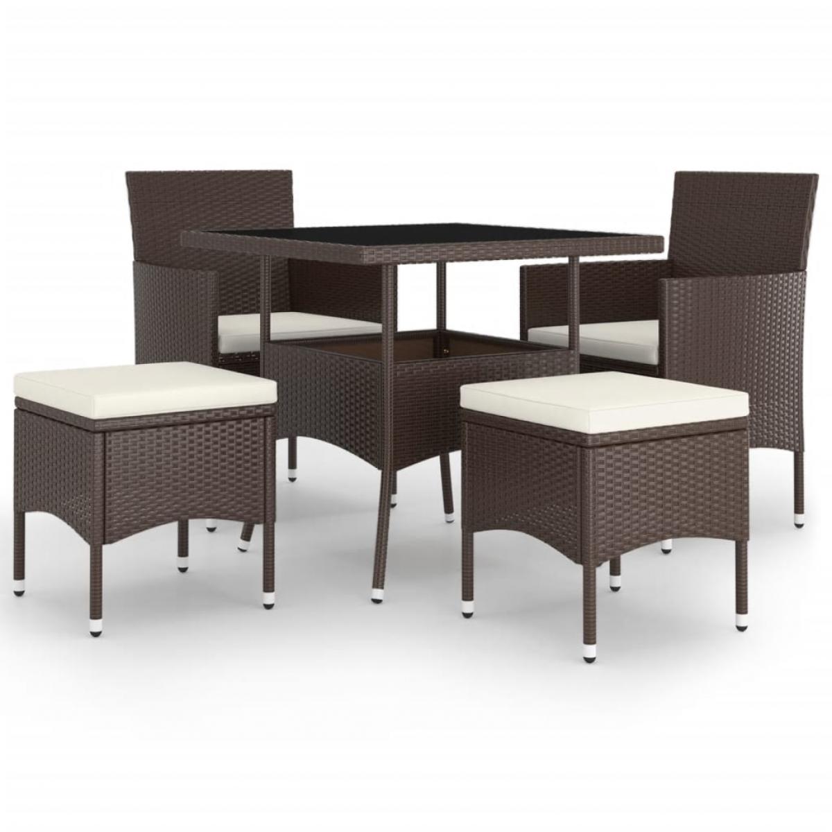 Juego de comedor jardín 5 pzas ratán sintético marrón