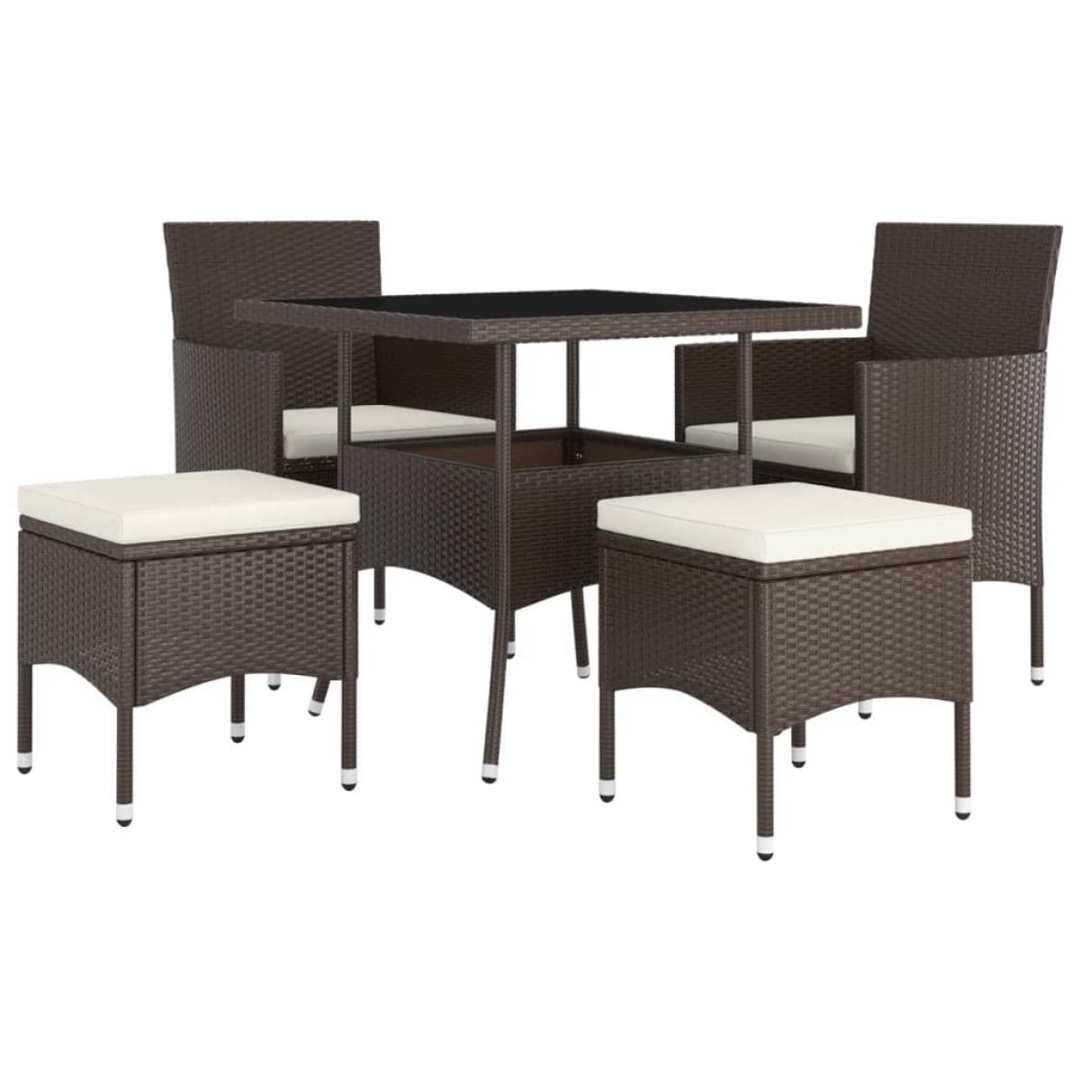 Juego de comedor jardín 5 pzas ratán sintético marrón