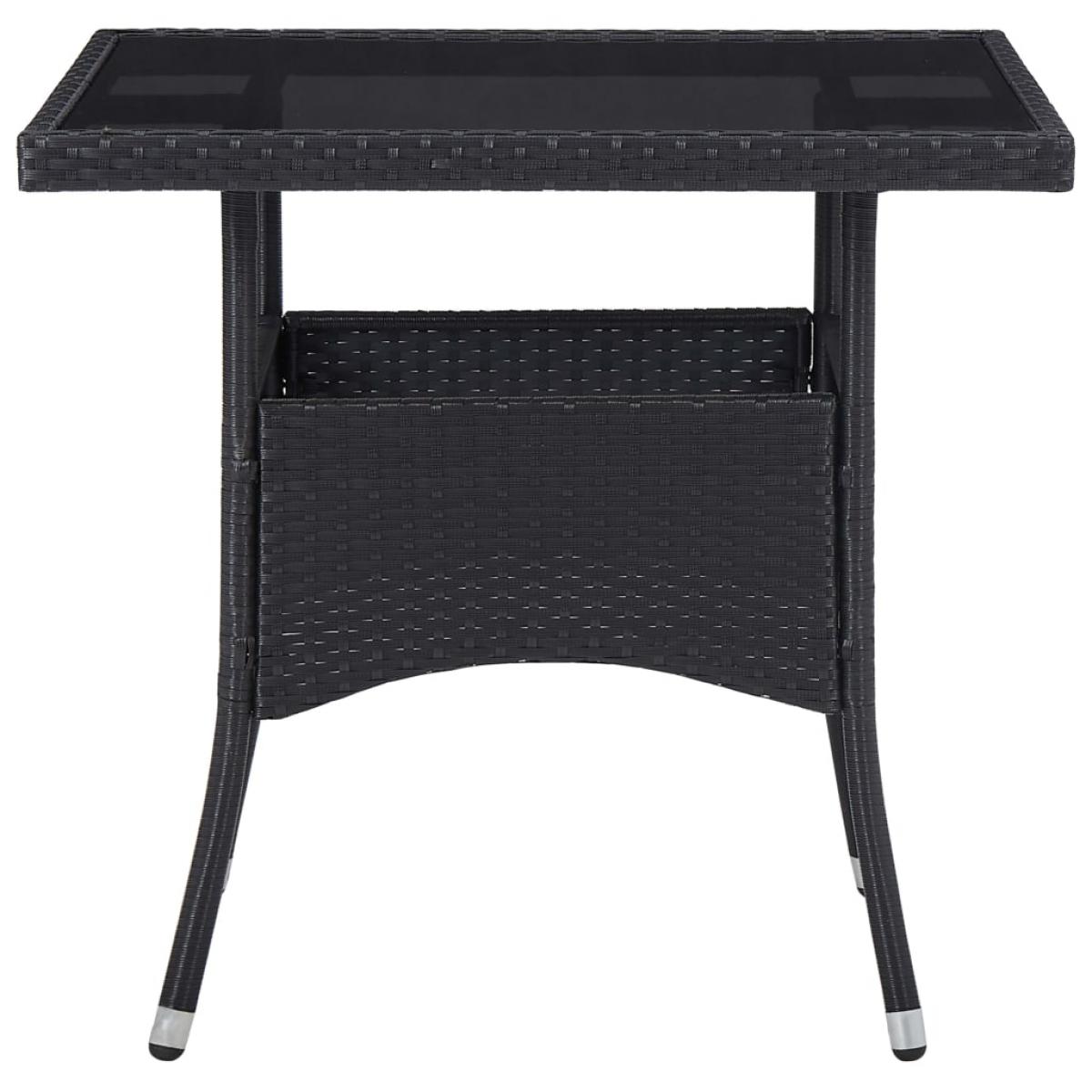 Set comedor jardín 5 pzas ratán sintético vidrio templado negro
