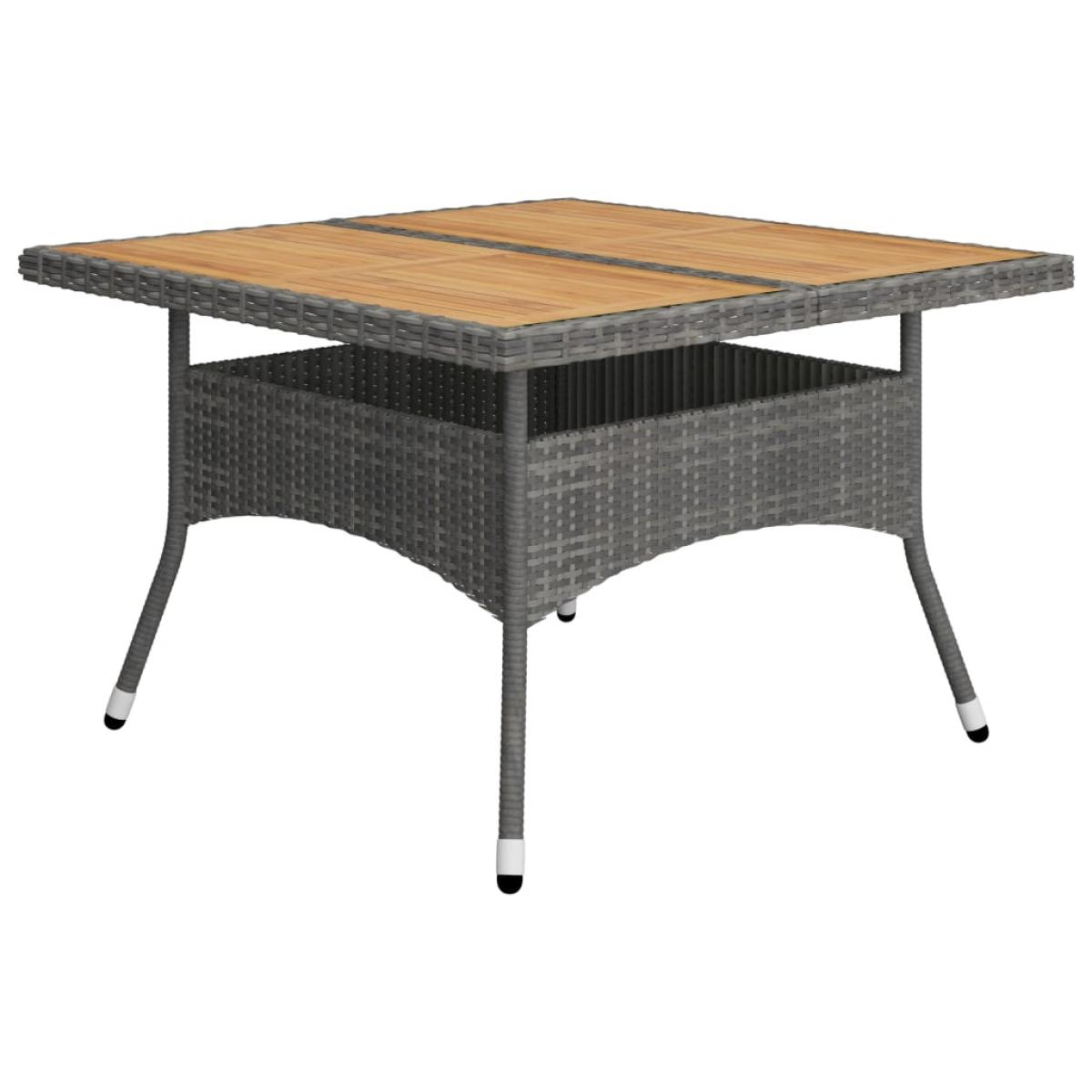 Set de comedor de jardín 9 pzas ratán PE y madera acacia gris