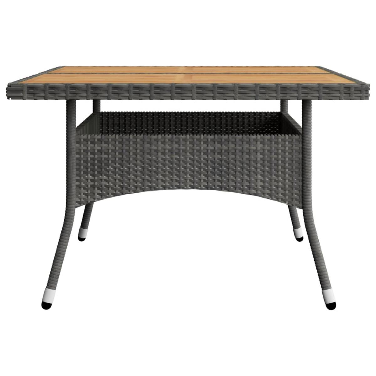 Set de comedor de jardín 9 pzas ratán PE y madera acacia gris