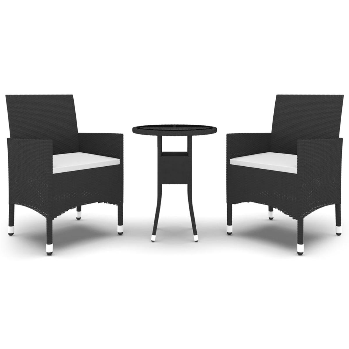 Juego de comedor de jardín 3 piezas ratán sintético negro