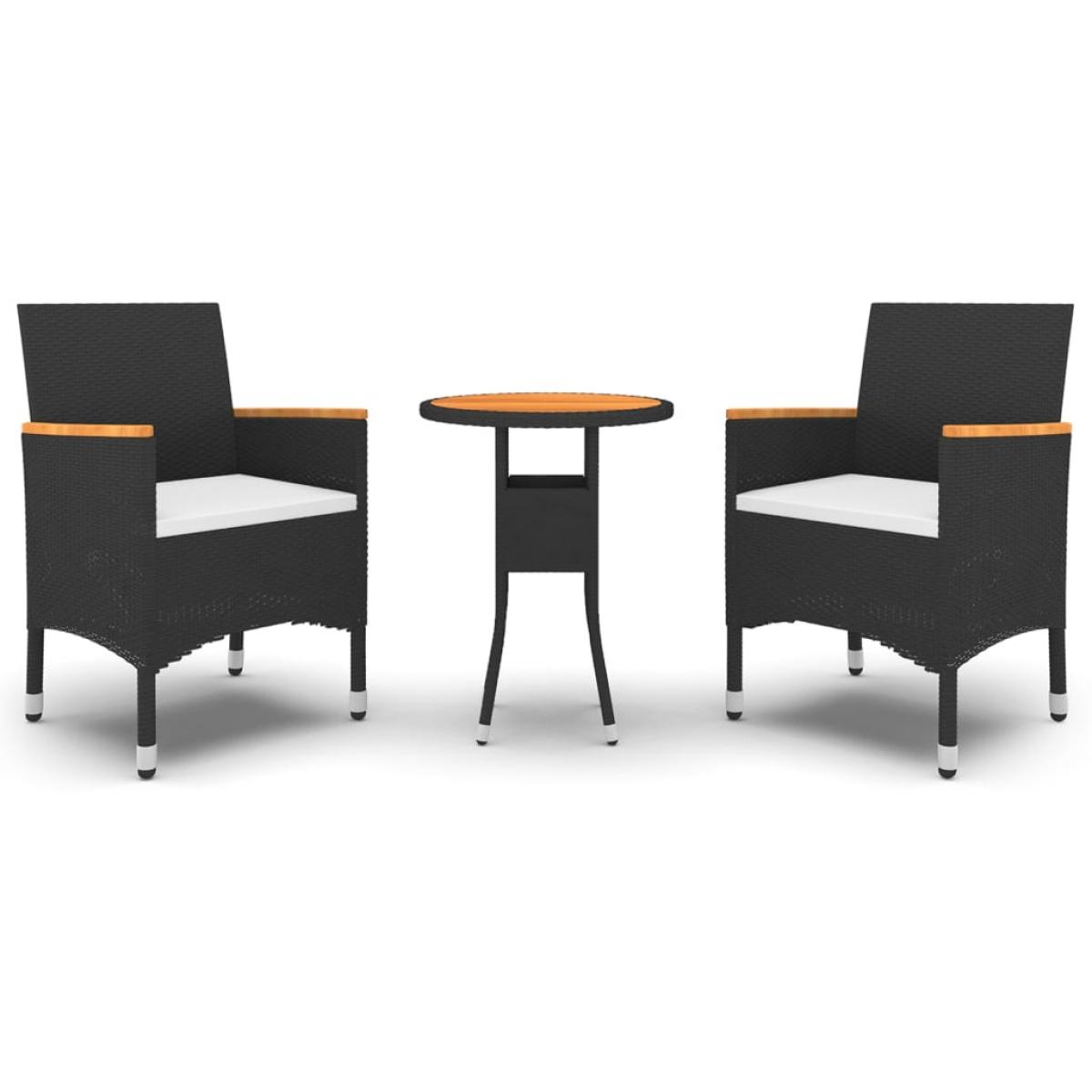 Juego de comedor de jardín 3 piezas ratán sintético negro