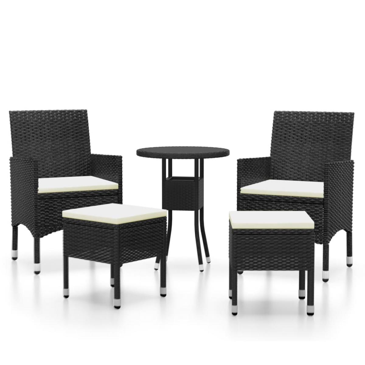 Juego de muebles de jardín 5 piezas ratán sintético negro