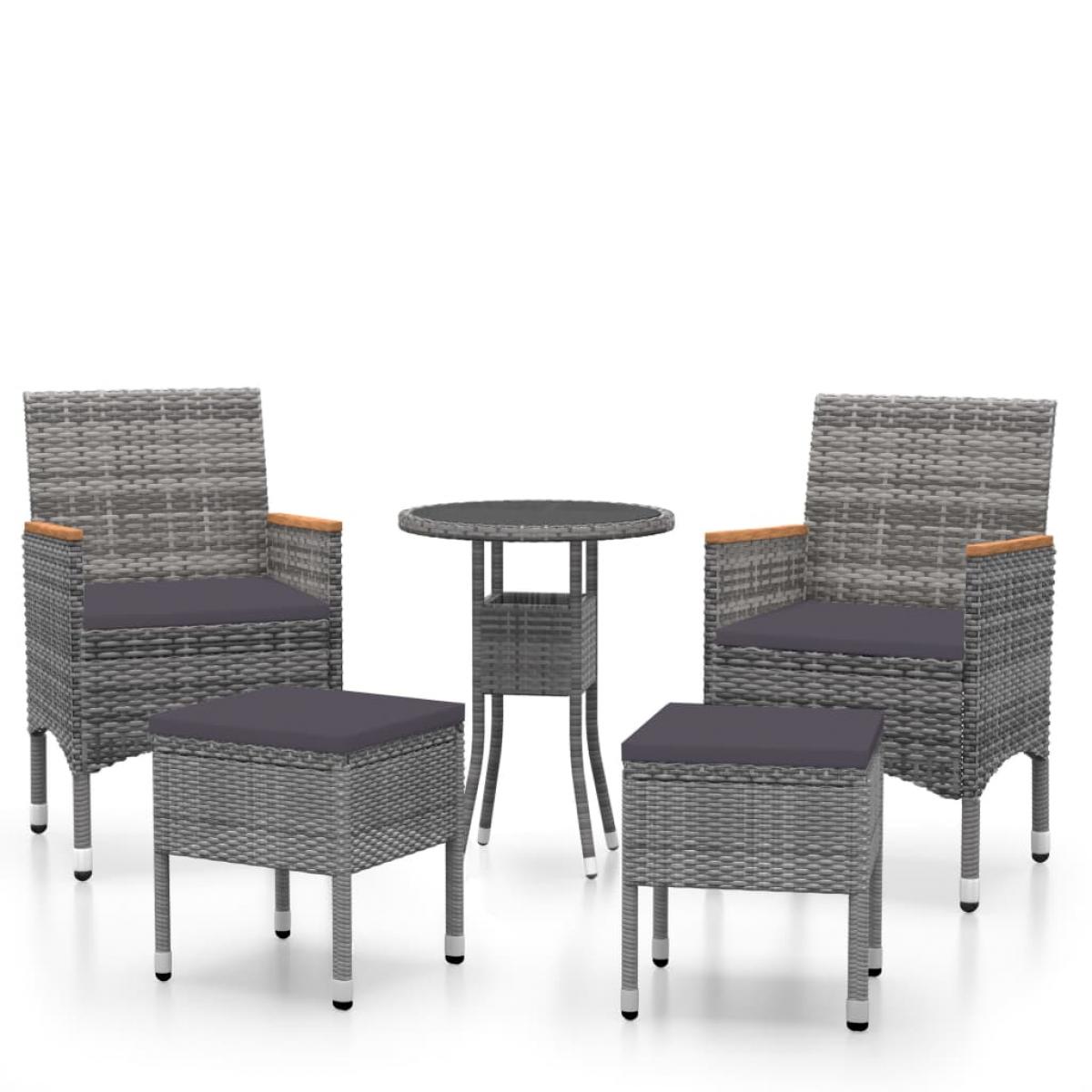 Juego de muebles de jardín de 5 piezas ratán sintético gris